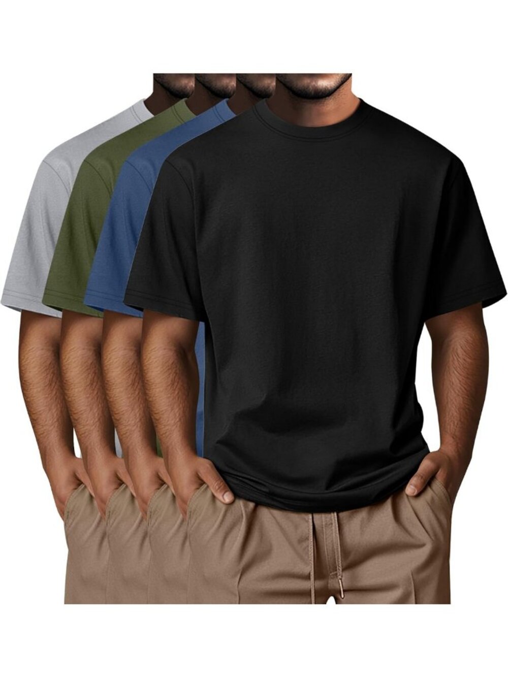 4-Pack Big & Tall Men's T-Shirts - Comfortable, Stylish, Casual Wear Essentials